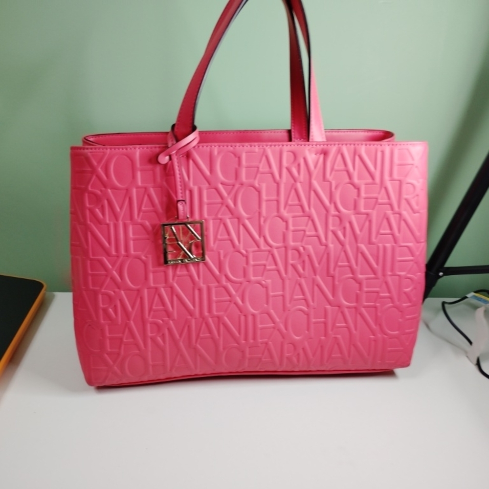Armani Exchange Pink Embossed Tote Bag